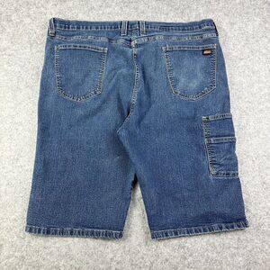 Dickies Cargo Jean Shorts Mens 44 Blue Dark Wash Loose Fit Y2K Grunge Workwear*